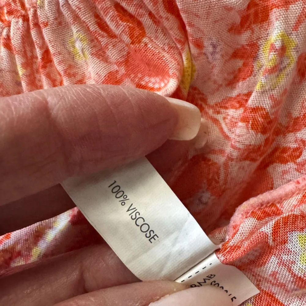 Poupette St. Barth Bonne V-Neck Dress in Orange & Yellow Fruit Print Size Medium